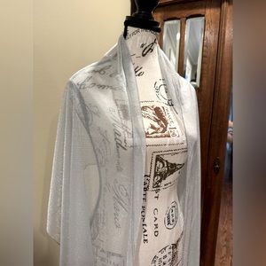 !!Vintage!! Silver Shimmery Sheer Ruana Pashmina Wrap Scarf